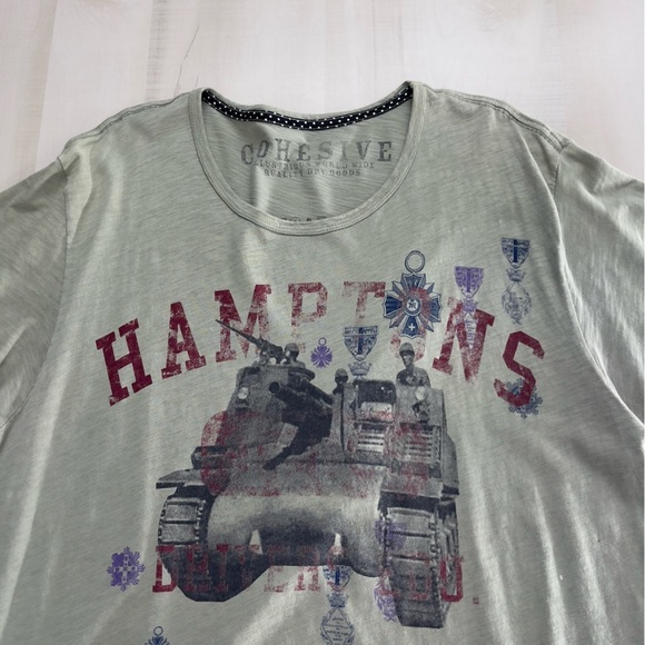 COHESIVE mens graphic tee SOFT thin cotton green artsy XL army tank - Picture 4 of 8